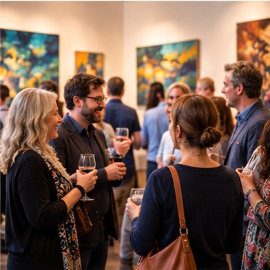 People gathered at a Perastar Gallery event